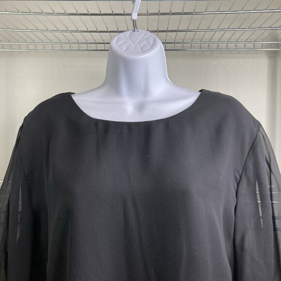 Maggy London Women's Black Silk Chiffon Blouse Size 20 Minimalist Lagenlook - Picture 6 of 9